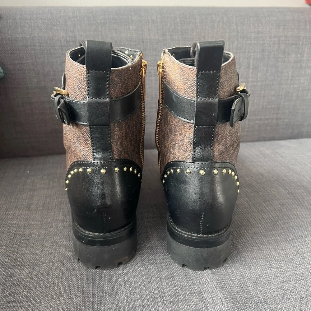 Michael Kors Kincaid women’s size 9M Brown Lace-Up studded combat Boots